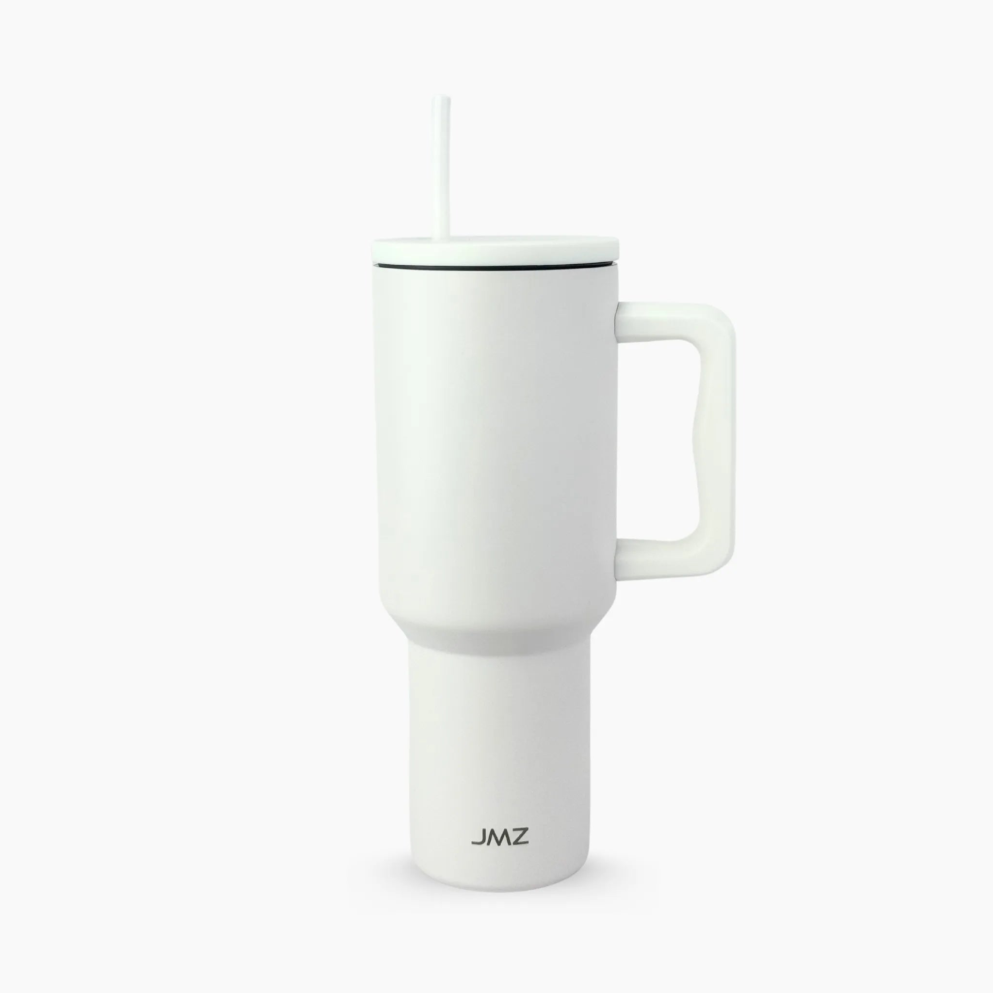 Peak Tumbler color blanco puro (White) de 40 oz personalizado. Tomatodo térmico de acero inoxidable minimalista para regalos corporativos o personales. Mantiene bebidas frías y calientes. Hacemos envíos seguros de este vaso térmico a todo el Perú (Costa, Sierra y Selva) - JMZ.