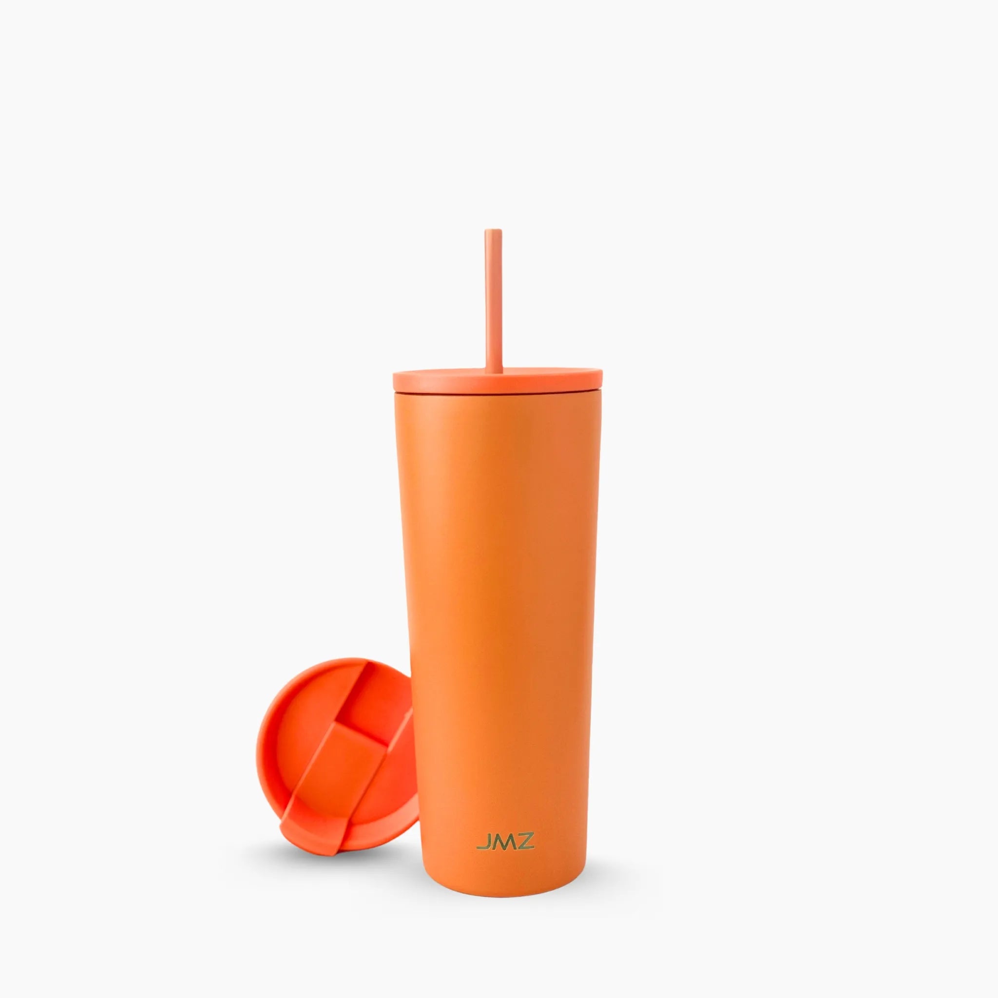 Slim Tumbler color coral/anaranjado vibrante (Coral) de 24 oz personalizado. Tomatodo térmico de acero inoxidable, ligero y moderno para uso diario. Mantiene bebidas frías y calientes. Hacemos envíos seguros de este vaso térmico a todo el Perú (Costa, Sierra y Selva) - JMZ.