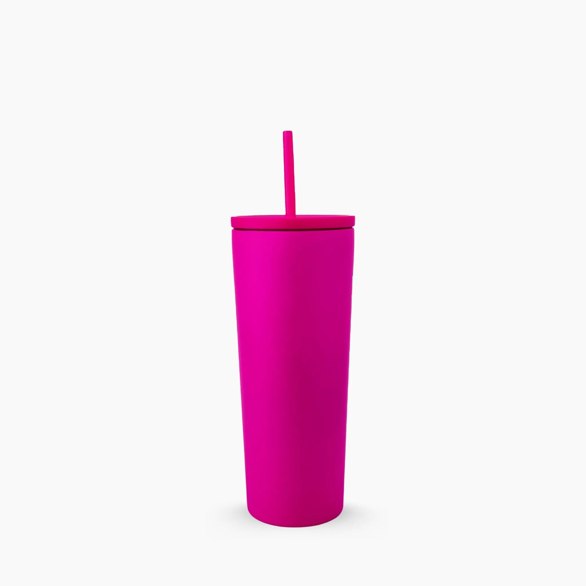 Slim Tumbler color fucsia intenso (Hot Pink) de 24 oz personalizado. Tomatodo térmico delgado y llamativo de acero inoxidable. Ideal para personalizar con nombres. Mantiene bebidas frías y calientes. Hacemos envíos seguros de este vaso térmico a todo el Perú (Costa, Sierra y Selva) - JMZ.