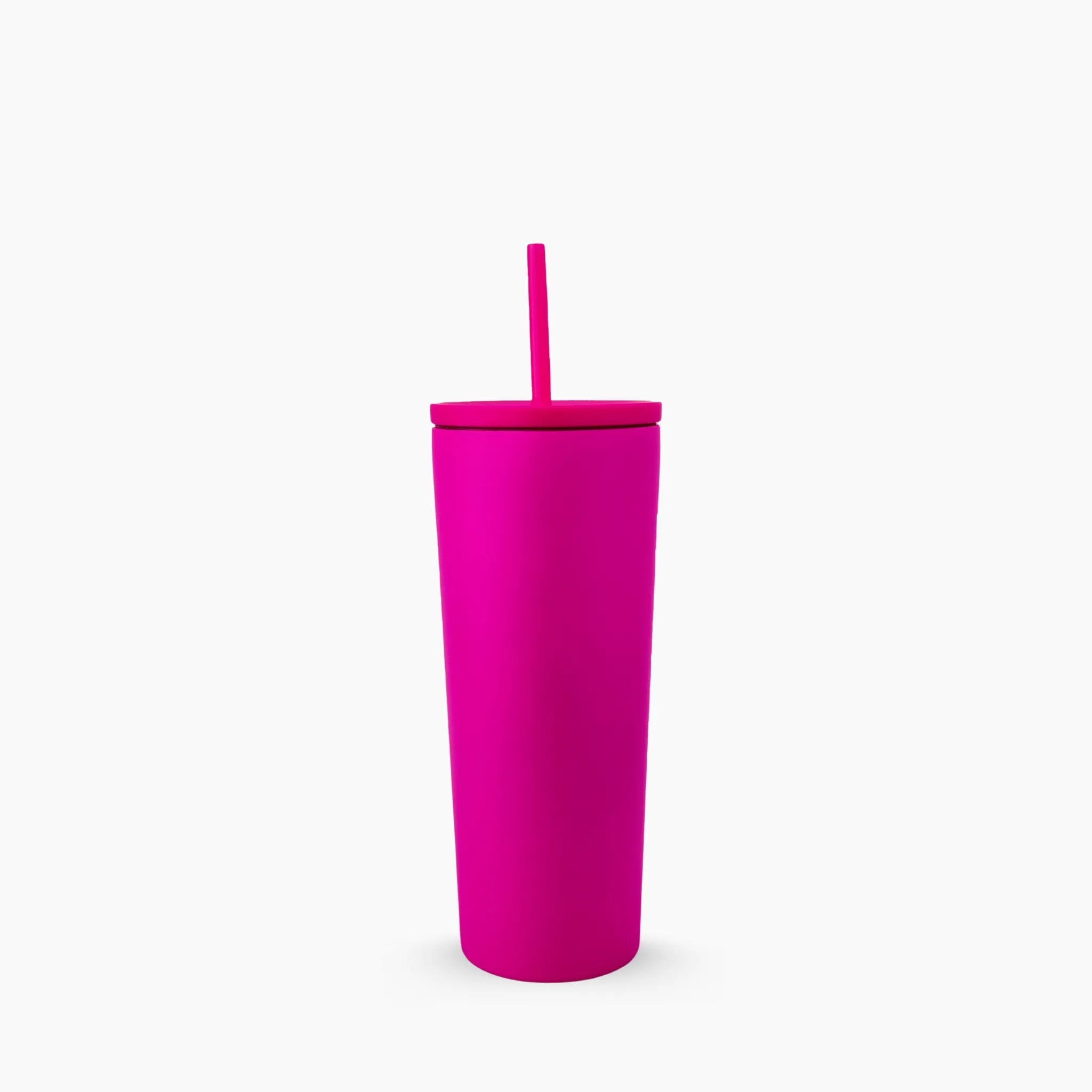Slim Tumbler color fucsia intenso (Hot Pink) de 24 oz personalizado. Tomatodo térmico delgado y llamativo de acero inoxidable. Ideal para personalizar con nombres. Mantiene bebidas frías y calientes. Hacemos envíos seguros de este vaso térmico a todo el Perú (Costa, Sierra y Selva) - JMZ.